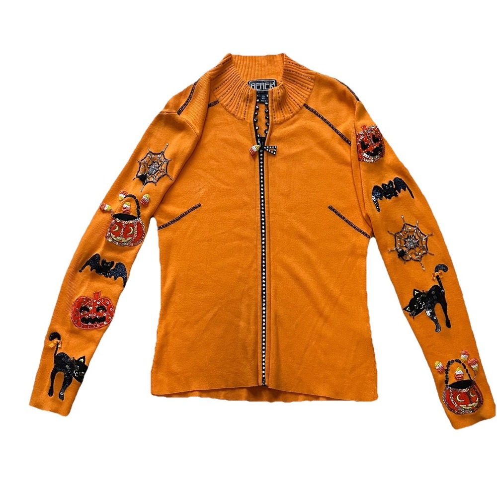 Berek Vintage Rare Halloween Beaded Cardigan Sweater Women's Size Medium